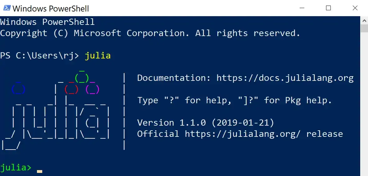 Julia Install on PowerShell